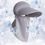 2PCS 3 in 1 Ponytail Sun Hat with Detachable Face Cover and Chin Strap Black And Light Gray