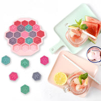 3Pcs Set 19-Grid Bee Honeycomb Silicone Ice Cube Mold Cake Mould Soap Candle Mold