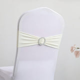 30PCS Elastic Chair Sashes Bows with Buckle Spandex Chair Bands for Weddings Parties Meetings White
