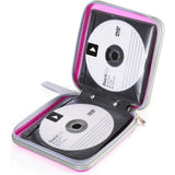 Water-Resistant 40-Disc CD Storage Case Hard Shell CD Holder with Individual Sleeves Zipper Organizer for Music Games Data Discs Purple