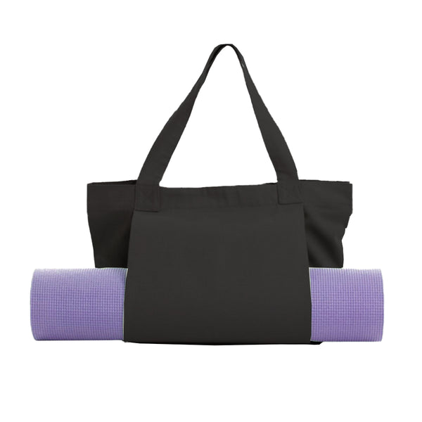 Yoga Pilates Mat Storage Bag Shoulder Handbag with Yoga Mat Carrier Pocket Gym Bag Black