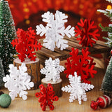 8Pcs 3D Wooden Snowflake Table Decor Christmas Winter Wonderland Centerpiece - Red and White Snowflake