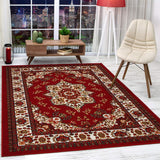 Vintage Persian Style Carpet Soft Area Rug Floor Mat for Bedroom Kitchen Entryway Living Room Red