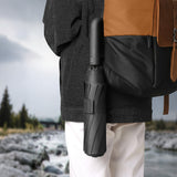 Automatic 10-Rib Folding Umbrella with Carabiner Handle Windproof Black
