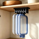 2 Pcs 5 Slot Under Shelf Lid Organizer Slide In for Kitchen Cabinet Storage Black