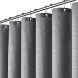 Water Resistant Waffle Shower Curtain with 12 Rustproof Metal Rings Gray