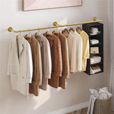 183cm Galvanized Steel Wall Mount Clothes Rack Heavy Duty Gold