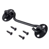 2Pcs Set Window Barn Door Latch Cabin Hook and Eye Brass Gate Shed Lock Black