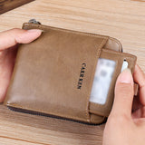 RFID Blocking Wallet Men PU Bifold Credit Card ID Holder Zipper Purse Brown
