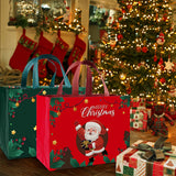 24 Pcs Christmas Halloween Gift Bags Nonwoven with Handles Red and Dark Green