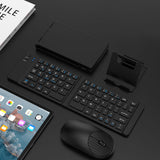 Wireless Keyboard Mouse Set Foldable Tri-Mode Bluetooth 2.4G Black