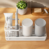 Bathroom Toothbrush Holders Metal Tooth Brush Toothpaste Organizer with Drainage White