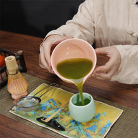 5-Piece Set Traditional Matcha Tea Tools Bamboo Whisk Ceramic Bowl Accessories for Matcha Brewing Pink