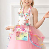 Cute Unicorn Sling Bag Set for Girls Rainbow Crossbody Bag Dress Up Accessories Style 3