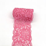 10 Yards Elastic Stretch Lace Trim Floral Ribbon for Sewing DIY Pink