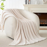 Soft & Fluffy Fleece Throw Blanket Perfect for Sofa Couch Chair Bed Living Room & Bedroom Beige