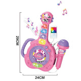 Guitar Toy with LED Lights Detachable Microphone and Music Pink