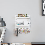 Bedside Shelf Organizer Wall Mount Self-Stick for Bedroom Storage White