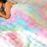 Bubble Tie Dye Throw Throw Blanket for Couch Cozy Soft and Fuzzy for Sofa Bedroom Living Room Rainbow