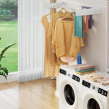 Wall Mounted Foldable Laundry Drying Rack Adjustable Clothes Drying Rack White