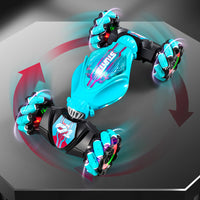 2.4GHz RC Stunt Car Toy with Light Music 4WD Off-Road Remote Control Twist Car Toy for Kids Xmas Birthday Green