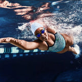 Elastic Silicone Swimming Cap Solid Color Water-resistant Ear Protection Hat White