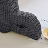Bed Rest Backrest Cushion with Armrests Pocket Washable Cover Dark Grey