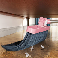 180-Degree Rotating Broom and Foldable Standing Dustpan Set with Scraper for Home Office Pink