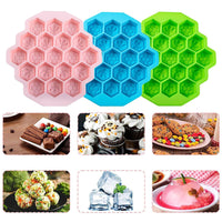 3Pcs Set 19-Grid Bee Honeycomb Silicone Ice Cube Mold Cake Mould Soap Candle Mold