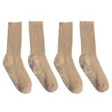 2 Pair Non-Slip Grip Socks for Yoga & Pilates Khaki