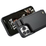 For iPhone 16 Series RFID Blocking Wallet Case with Card Holder Shockproof Phone Cover for Women Men Black