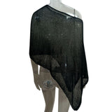 Women Summer Beach Cover Up Irregular Sheer Poncho Shawl Black