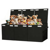 Foldable Toy Storage Organizer Box with Lid & Dividers Black Large