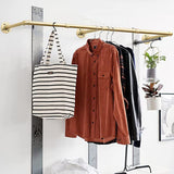 183cm Galvanized Steel Wall Mount Clothes Rack Heavy Duty Gold
