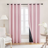 2PCS Blackout Curtains with Black Liner for Bedroom Living Room Pink