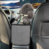 Oxford Fabric Center Console Pet Seat Carrier for Small Dogs Cats Gray
