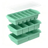 3PCS Silicone Freezer Trays with Lid For Meal Prep&Freezing Soup Stews Matcha Green