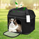 Pet Carrier Cat Travel Bag Portable Soft Sided Comfort Case Black