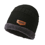 Uisex Beanie Cap Winter Knitted Hat Neck Warm Scarf Fleece Ski Accessories Black