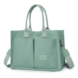 Canvas Tote Bag with Laptop Compartment Multi-Pocket Crossbody for Women Green