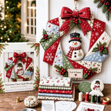 Christmas Quilted Wreath DIY Sewing Kit with Precut Fabric for Door Decor Style 2