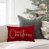 Merry Christmas Throw Pillowcase Rectangle Lumbar Cushion Cover for Winter Holidays Style 2
