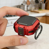 Protective Case Compatible With Samsung Galaxy Buds 4 and 4 Pro Shockproof Earbuds Case Cover with Lock Clip Red