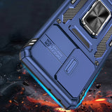 Heavy Duty Case with Ring Stand for Samsung Galaxy Phones Dark Blue