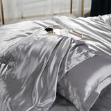 48x74cm Smooth Satin Pillowcase Solid Color Soft Bedding Pillow Cover Silver