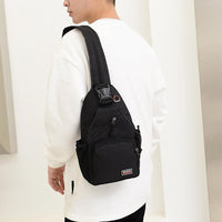 Water-resistant Travel Chest Pack Outdoor Shoulder Sling Bag Crossbody Bag with Earphone Hole Black