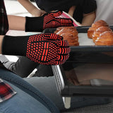 Double Sided Silicone BBQ Gloves Heat Resistant Non Slip Oven Mitts Red