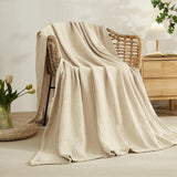 230x200cm Cotton Muslin Blanket Throw Blanket Travel Wrap Bed Cover Beige