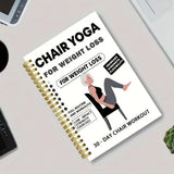 Chair Yoga 30 Day Spiral Book with Illustrated Seated Pose Guide Black