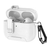 Protective Case Compatible With AirPods Pro 3 2025 Shockproof Cover with Keychain Hook White